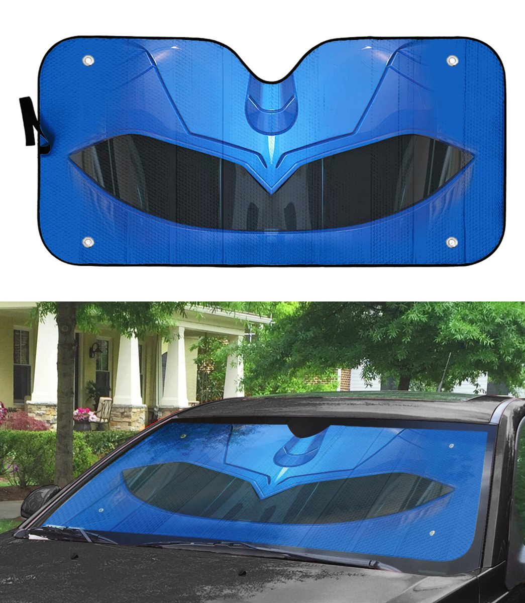 Gearhumans 3D Mighty Morphin Blue Power Ranger Helmet Custom Car Auto Sunshade GW16043 Auto Sunshade 