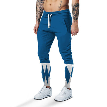 Gearhumans 3D Mighty Morphin Blue Power Rangers Custom Sweatpants
