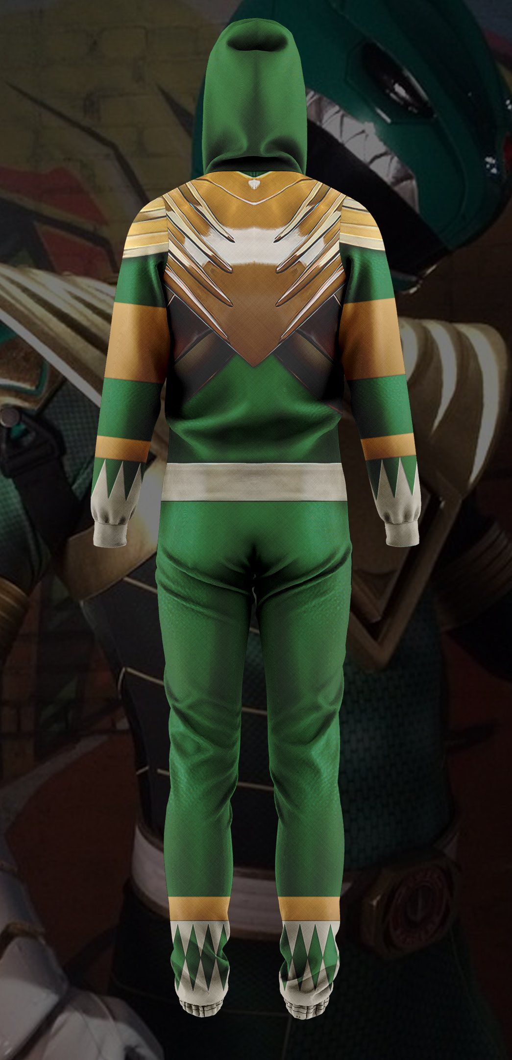 Gearhumans 3D Mighty Morphin Green Power Ranger Custom Jumpsuit GW23062111 Jumpsuit 