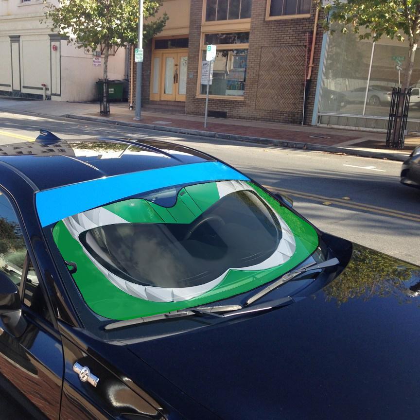 Gearhumans 3D Mighty Morphin Green Power Ranger Helmet Custom Car Auto Sunshade GW16044 Auto Sunshade 