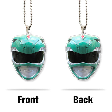 Gearhumans 3D Mighty Morphin Green Power Ranger Helmet Custom Car Hanging