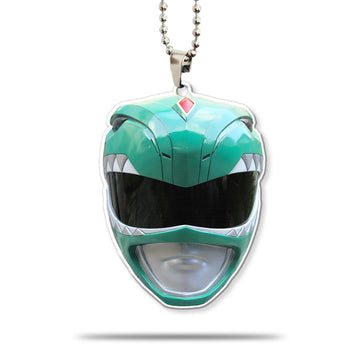 Gearhumans 3D Mighty Morphin Green Power Ranger Helmet Custom Car Hanging