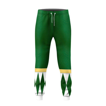 Gearhumans 3D Mighty Morphin Green Power Rangers Custom Sweatpants GW06043 Sweatpants