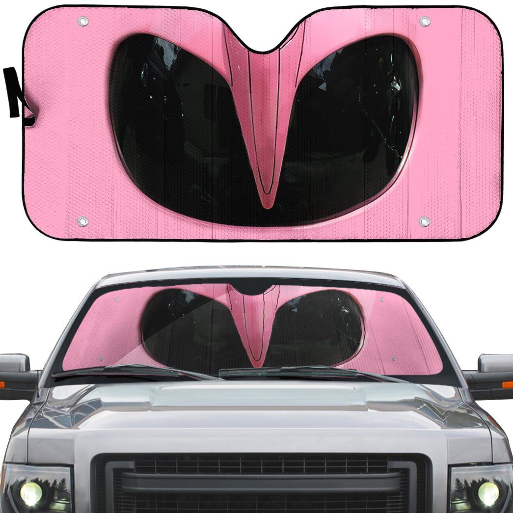 Gearhumans 3D Mighty Morphin Pink Power Ranger Helmet Custom Car Auto Sunshade GW16046 Auto Sunshade 