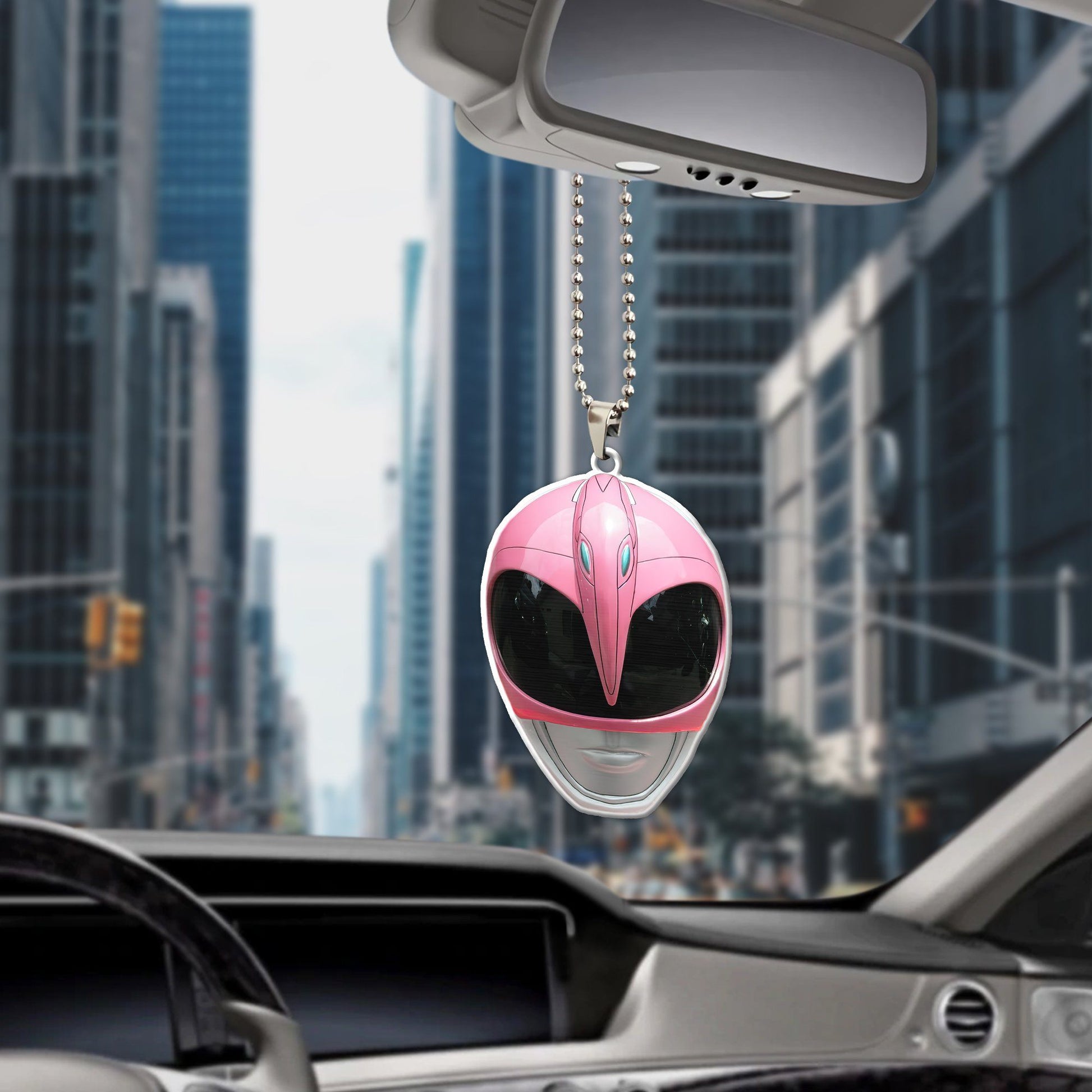 Gearhumans 3D Mighty Morphin Pink Power Ranger Helmet Custom Car Hanging GW3006219 Car Hanging 