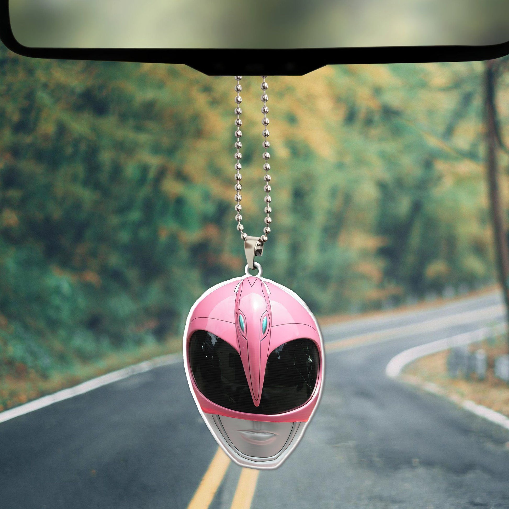 Gearhumans 3D Mighty Morphin Pink Power Ranger Helmet Custom Car Hangi