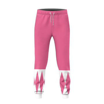 Gearhumans 3D Mighty Morphin Pink Power Rangers Custom Sweatpants