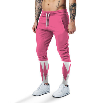 Gearhumans 3D Mighty Morphin Pink Power Rangers Custom Sweatpants