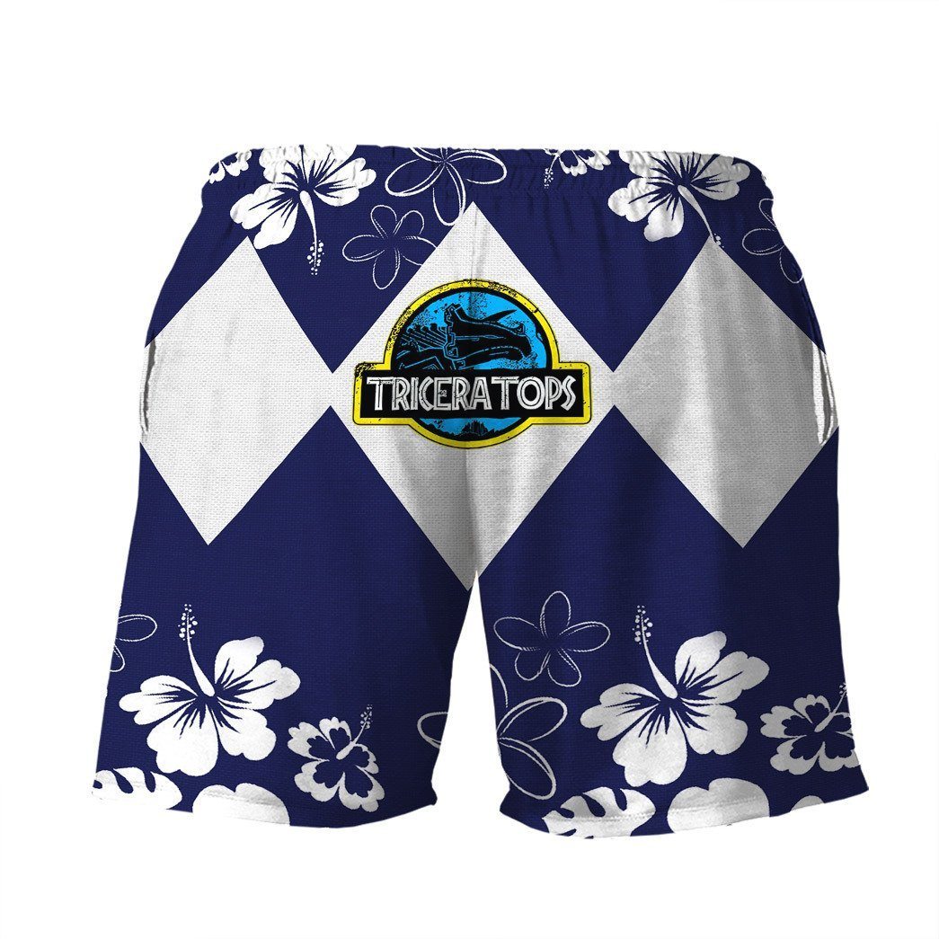 Gearhumans 3D Mighty Morphin Power Ranger Blue Beach Short ZZ160414 Men Shorts 