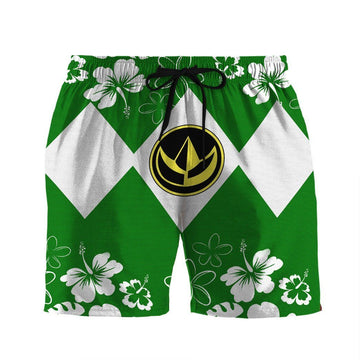 Gearhumans 3D Mighty Morphin Power Ranger Green Beach Short ZZ160415 Men Shorts S 