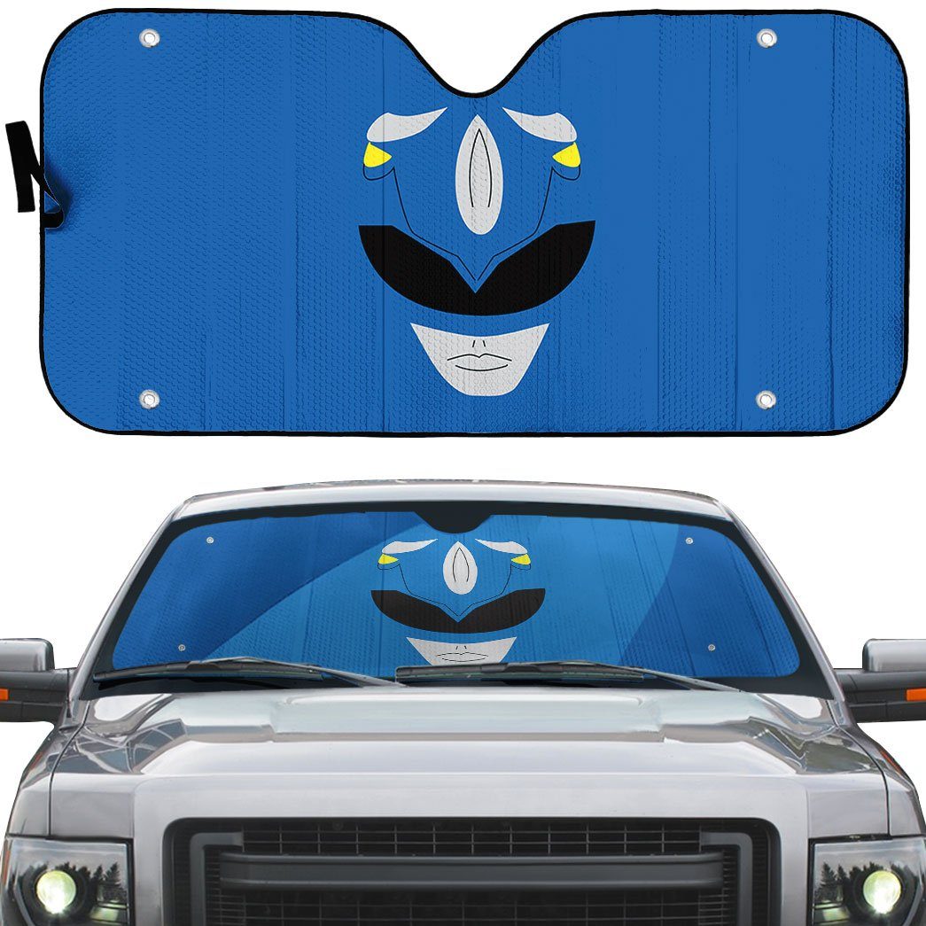 Gearhumans 3D Mighty Morphin Power Rangers Blue Ranger Custom Car Auto Sunshade GW290410 Auto Sunshade 