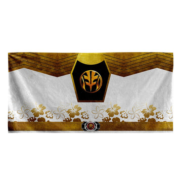 Gearhumans 3D Mighty Morphin Power Rangers White Ranger Custom Beach Towel GW0206219 Towel Towel 60''x30'' 