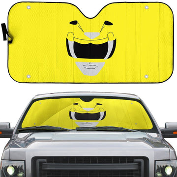 Gearhumans 3D Mighty Morphin Power Rangers Yellow Ranger Custom Car Auto Sunshade