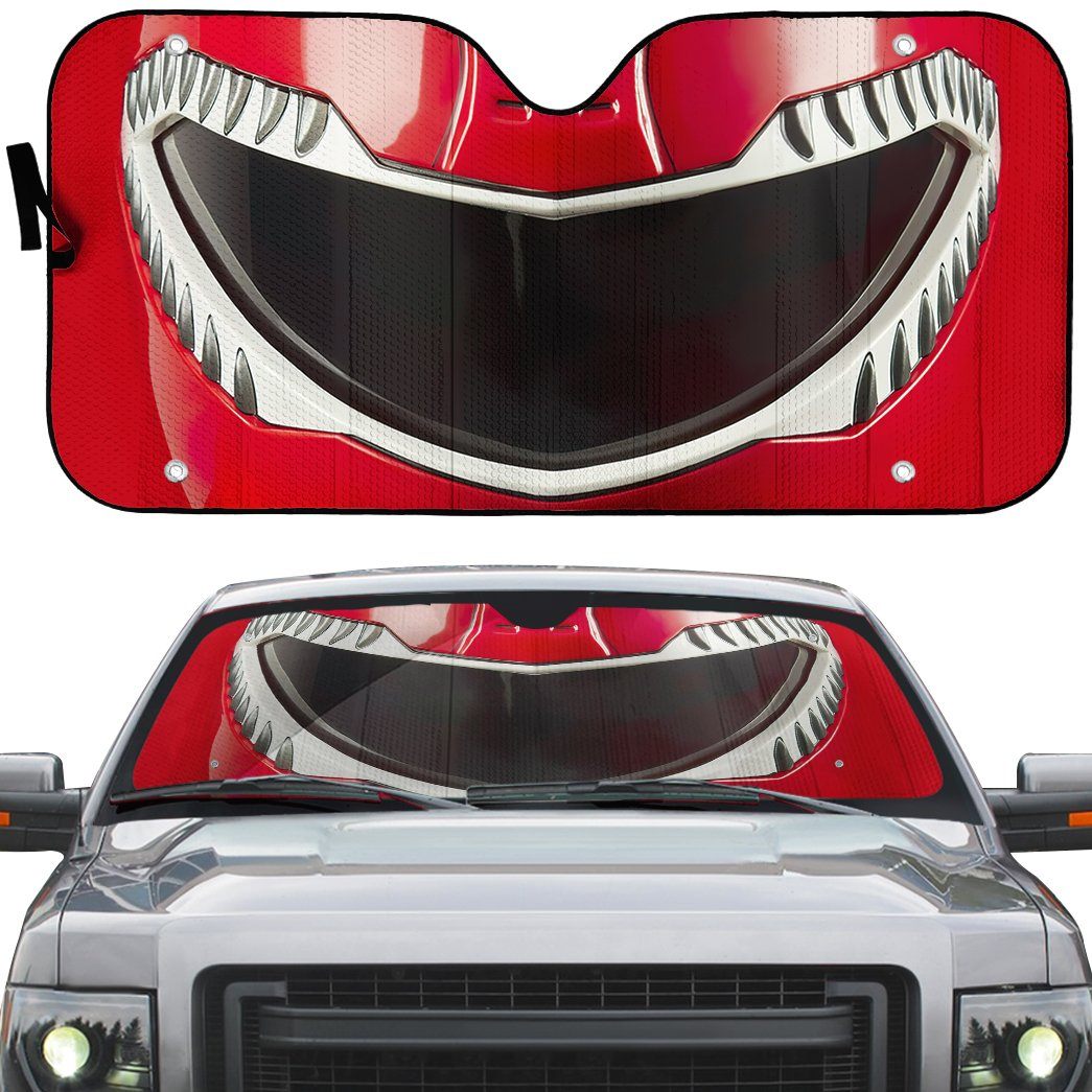 Gearhumans 3D Mighty Morphin Red Power Ranger Helmet Custom Car Auto Sunshade GW16041 Auto Sunshade 