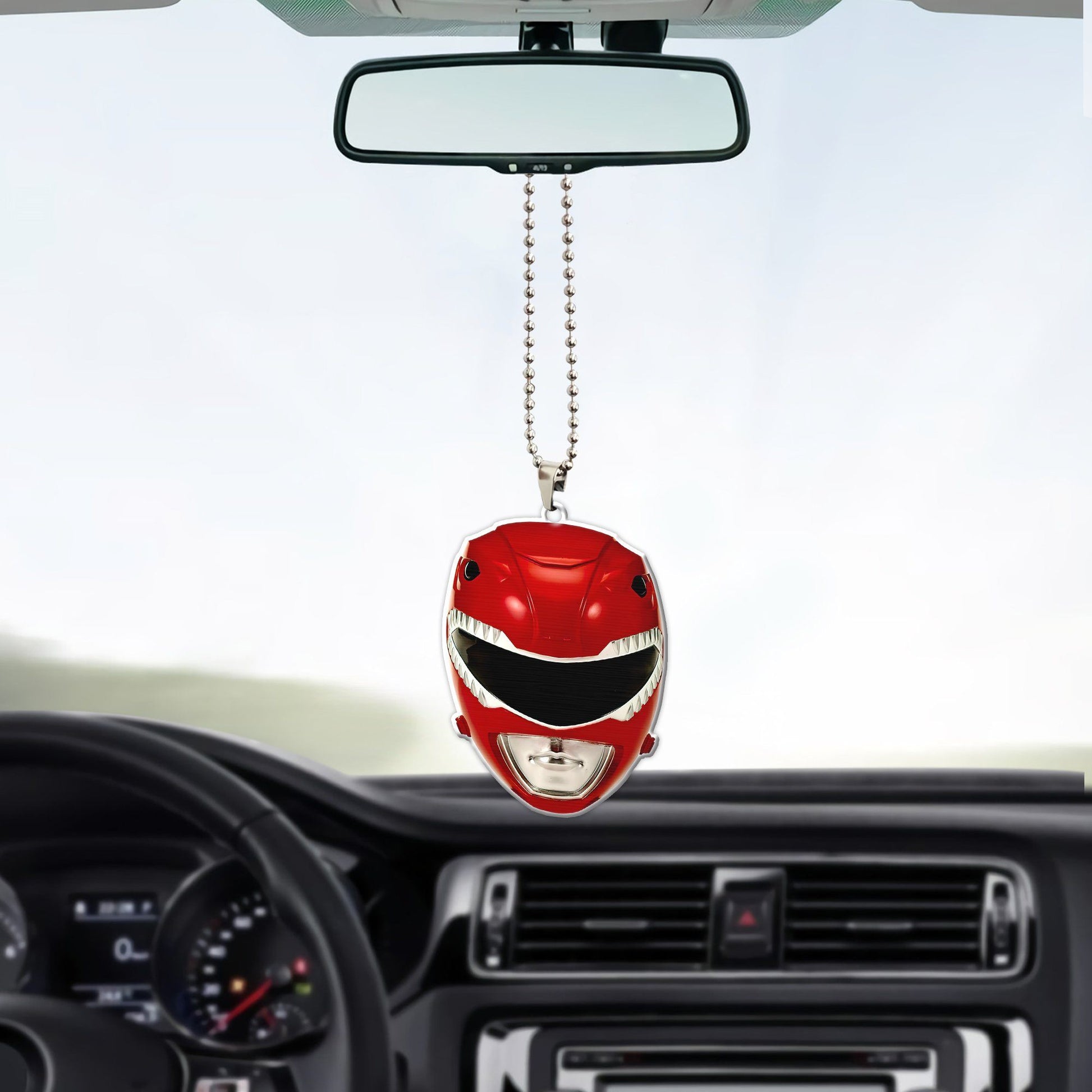 Gearhumans 3D Mighty Morphin Red Power Ranger Helmet Custom Car Hanging GW21062119 Car Hanging 