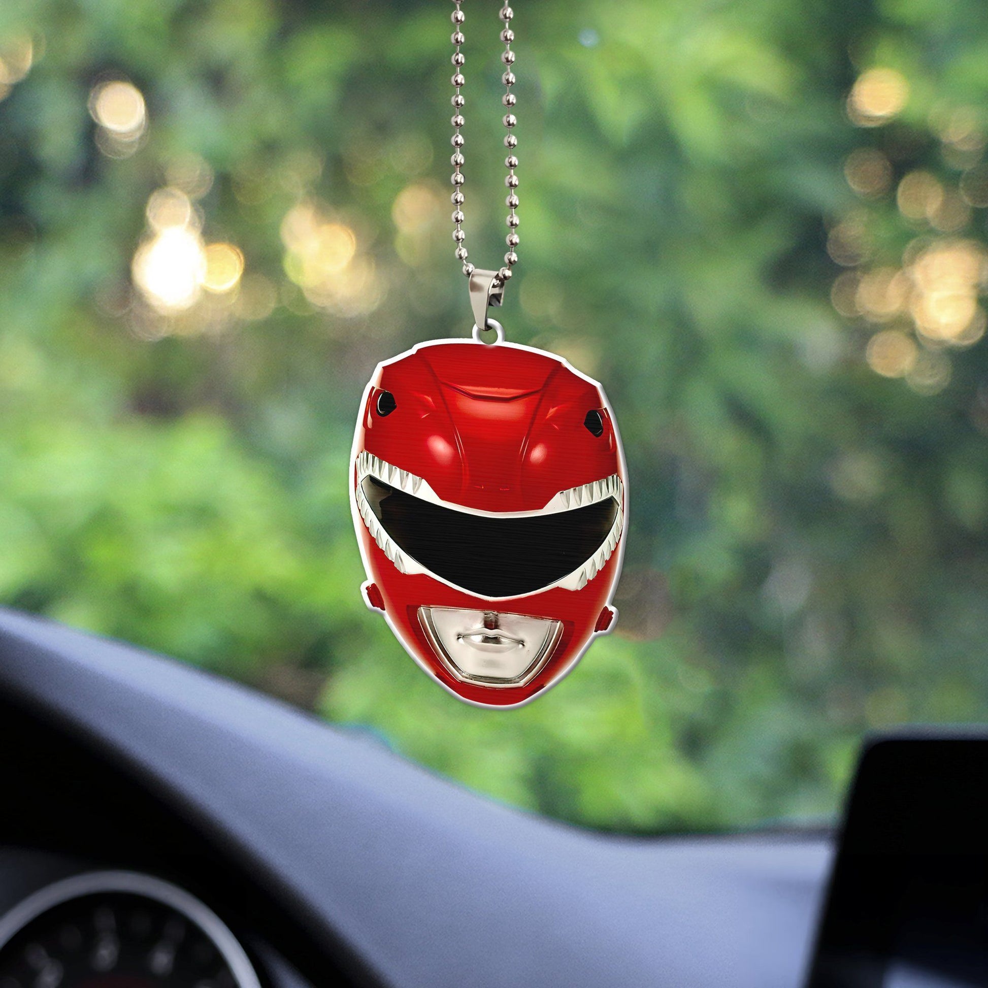 Gearhumans 3D Mighty Morphin Red Power Ranger Helmet Custom Car Hangin
