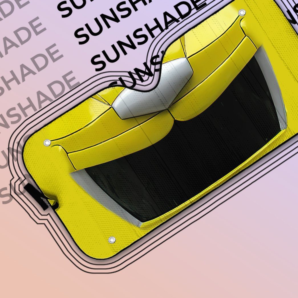 Gearhumans 3D Mighty Morphin Yellow Power Ranger Helmet Custom Car Auto Sunshade GW16045 Auto Sunshade 
