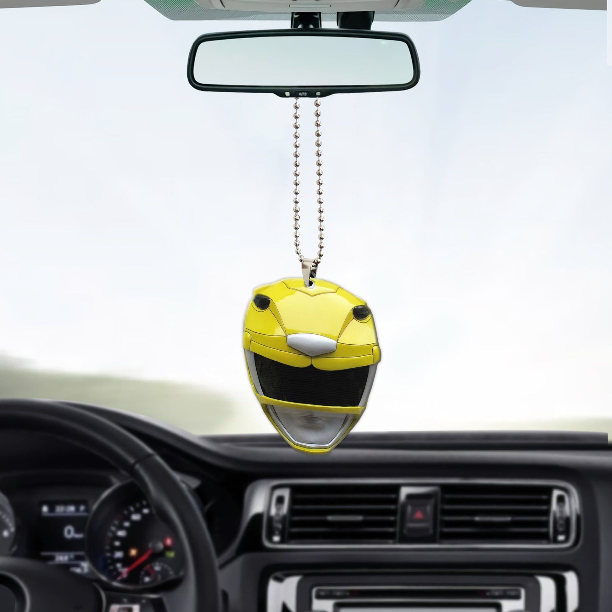 Gearhumans 3D Mighty Morphin Yellow Power Ranger Helmet Custom Car Hanging GW21062122 Car Hanging 
