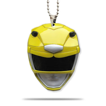 Gearhumans 3D Mighty Morphin Yellow Power Ranger Helmet Custom Car Hanging