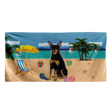 Gearhumans 3D Miniature Pinscher Dog Custom Beach Towel