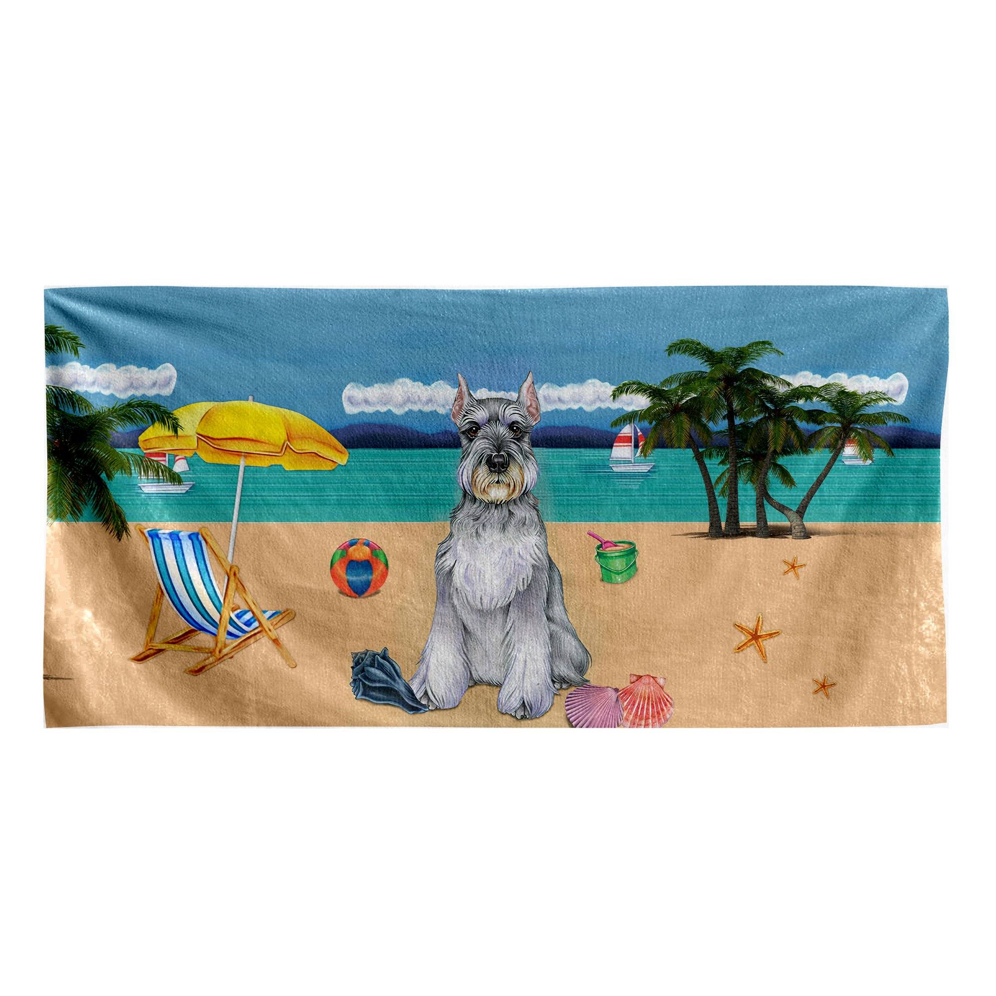 Gearhumans 3D Miniature Schnauzer Dog Custom Beach Towel GW12052137 Towel Towel 60''x30'' 