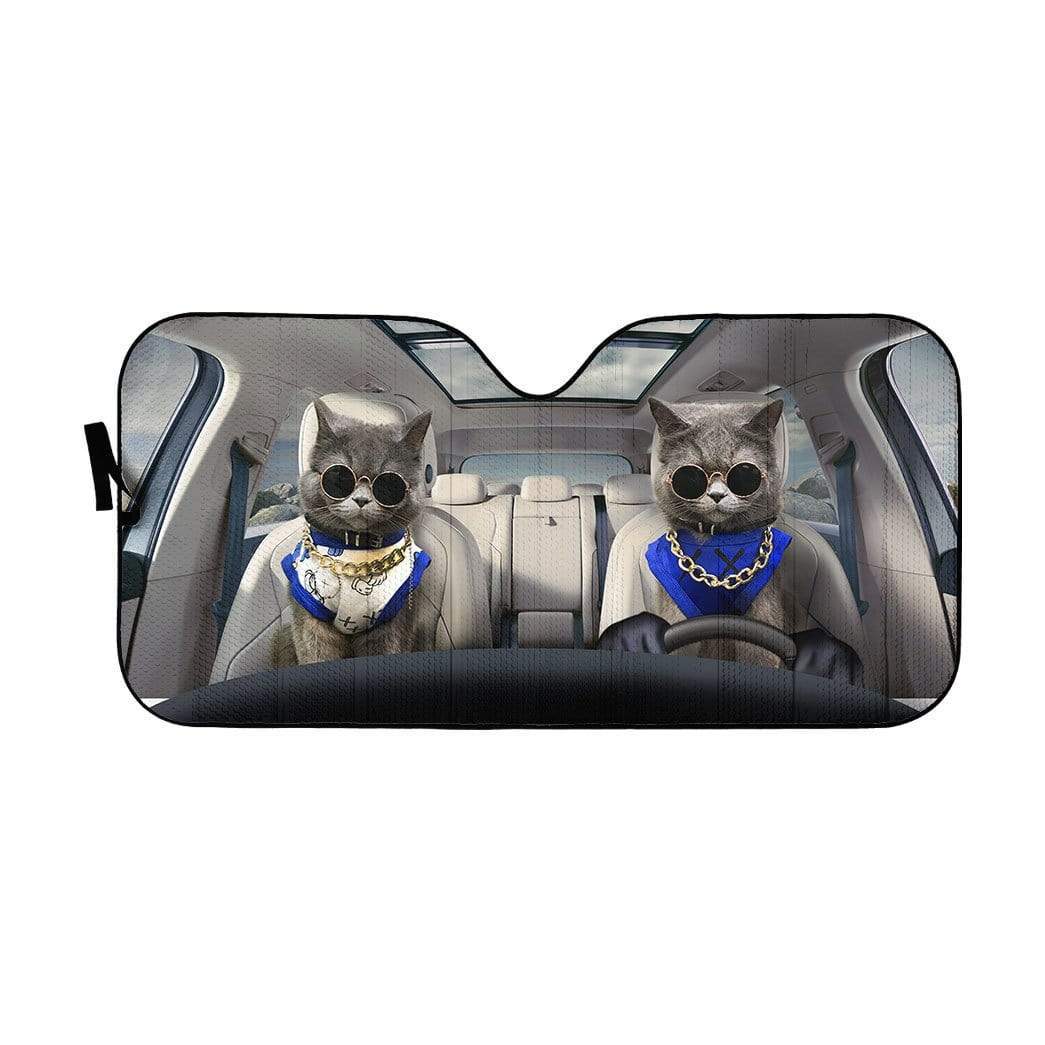 gearhumans 3D Modern Chartreux Cats Custom Car Auto Sunshade GV05062 Auto Sunshade 57''x27.5'' 