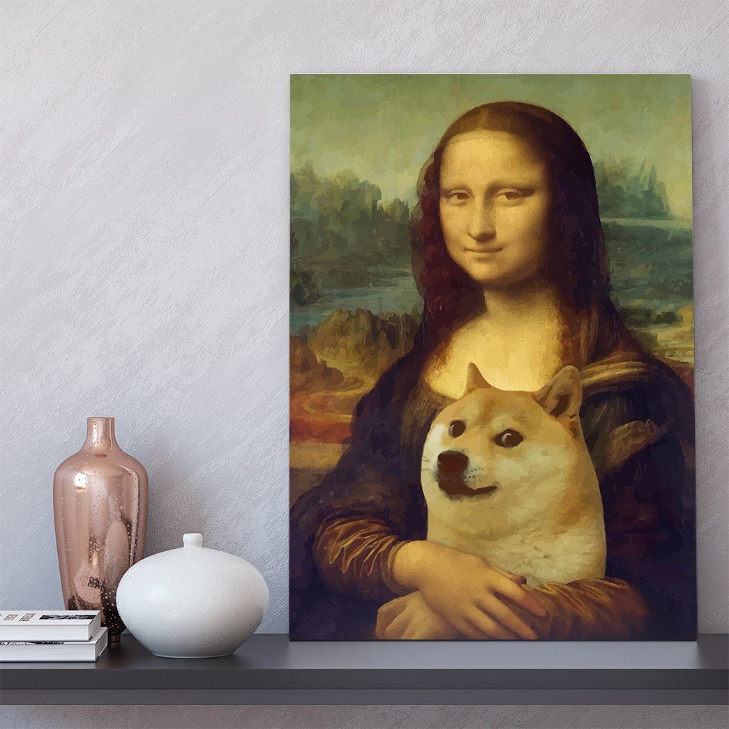 Gearhumans 3D Mona Lisa With Doge Custom Canvas GO19052118 Canvas 