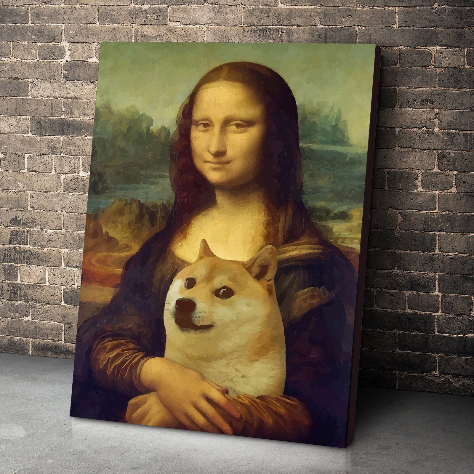 Gearhumans 3D Mona Lisa With Doge Custom Canvas GO19052118 Canvas 