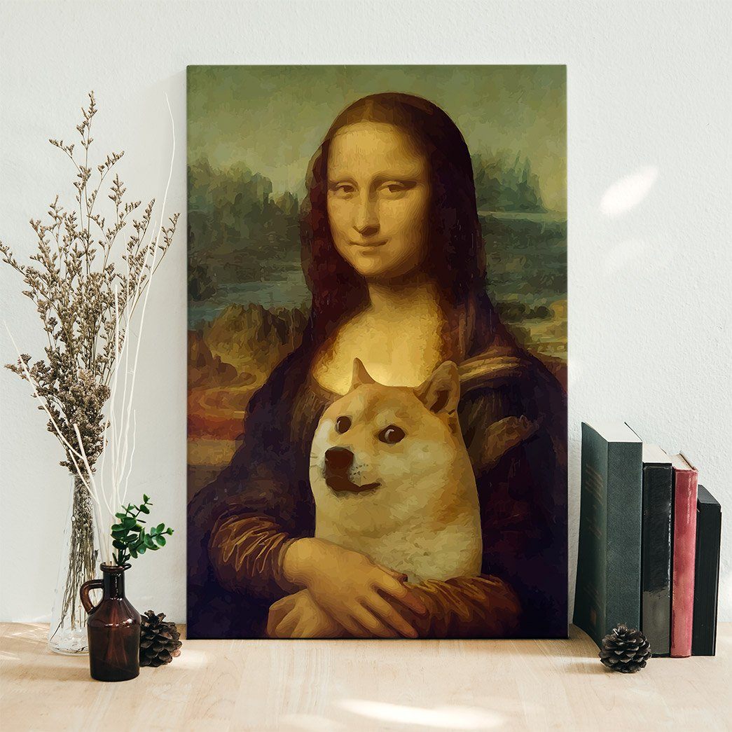 Gearhumans 3D Mona Lisa With Doge Custom Canvas GO19052118 Canvas 