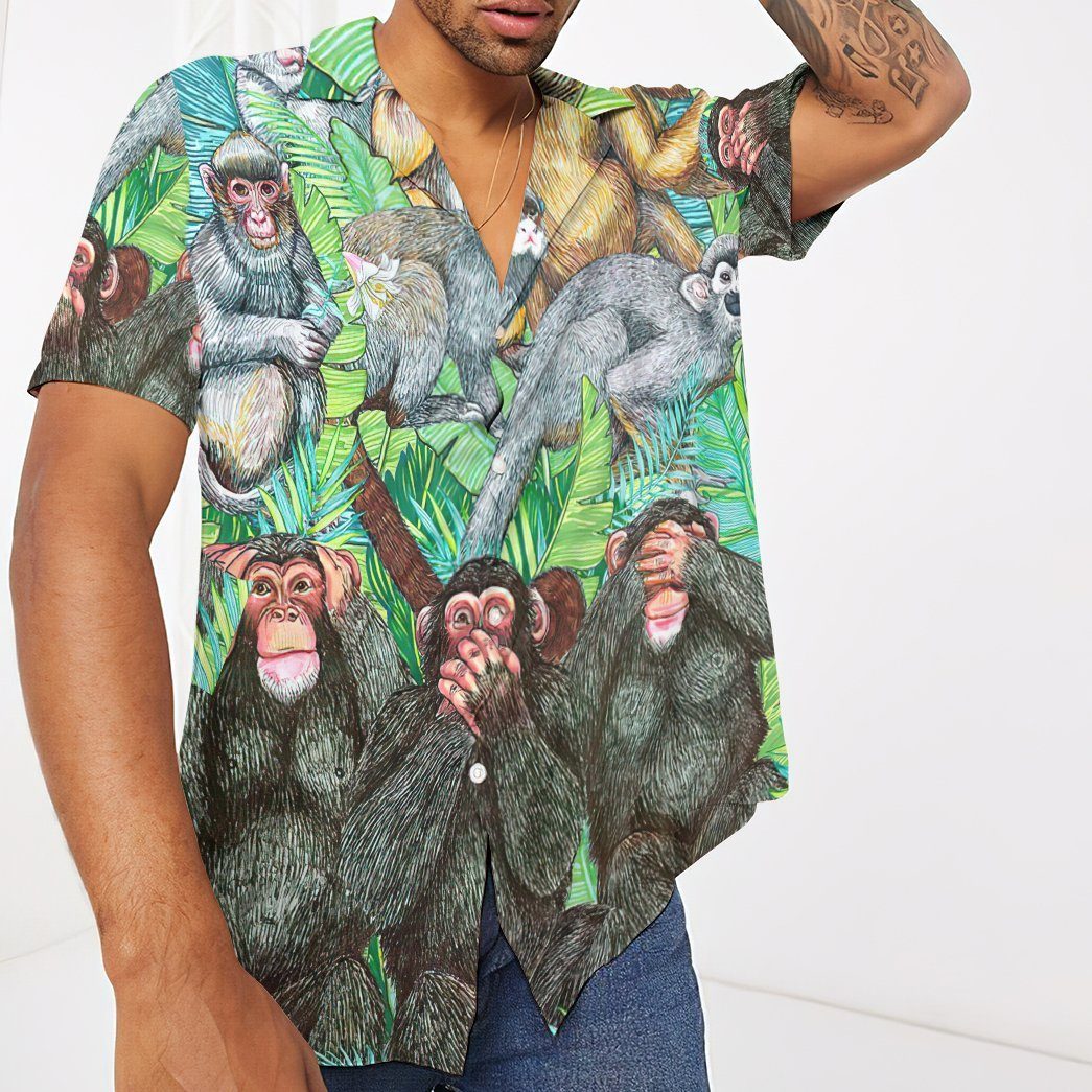 Gearhumans 3D Monkey Tropical Hawaii Shirt ZC13047 Hawai Shirt 