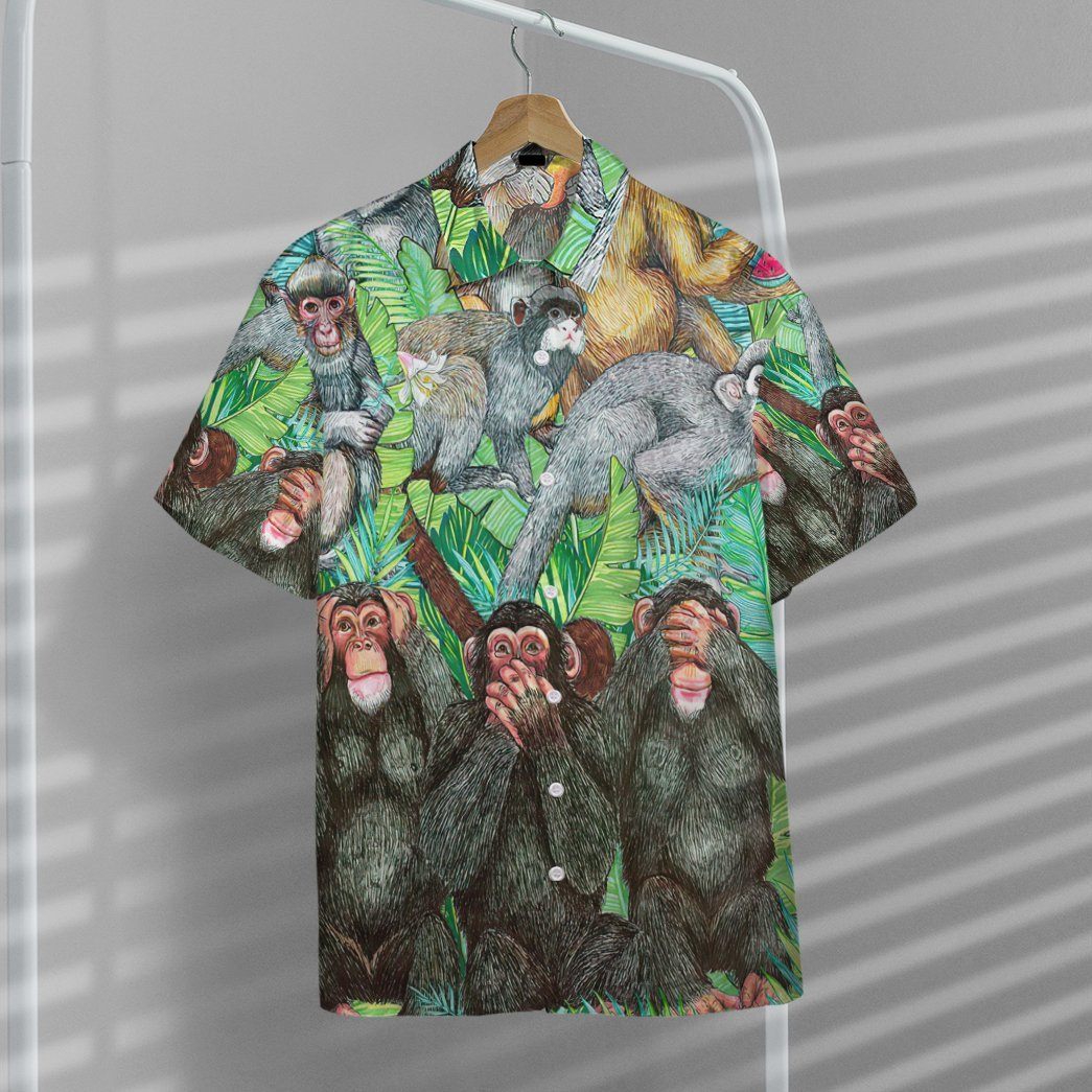 Gearhumans 3D Monkey Tropical Hawaii Shirt ZC13047 Hawai Shirt 