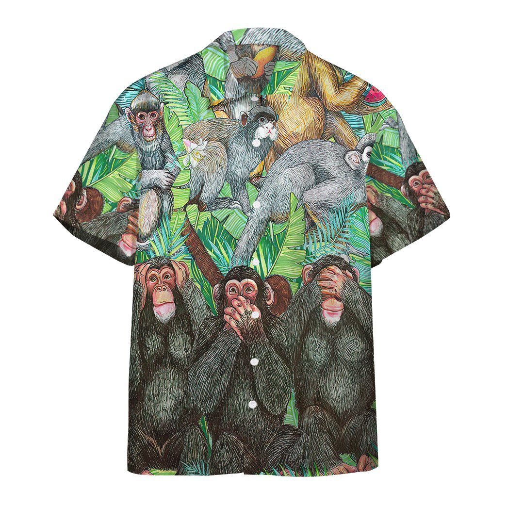 Gearhumans 3D Monkey Tropical Hawaii Shirt ZC13047 Hawai Shirt Short Sleeve Shirt S 