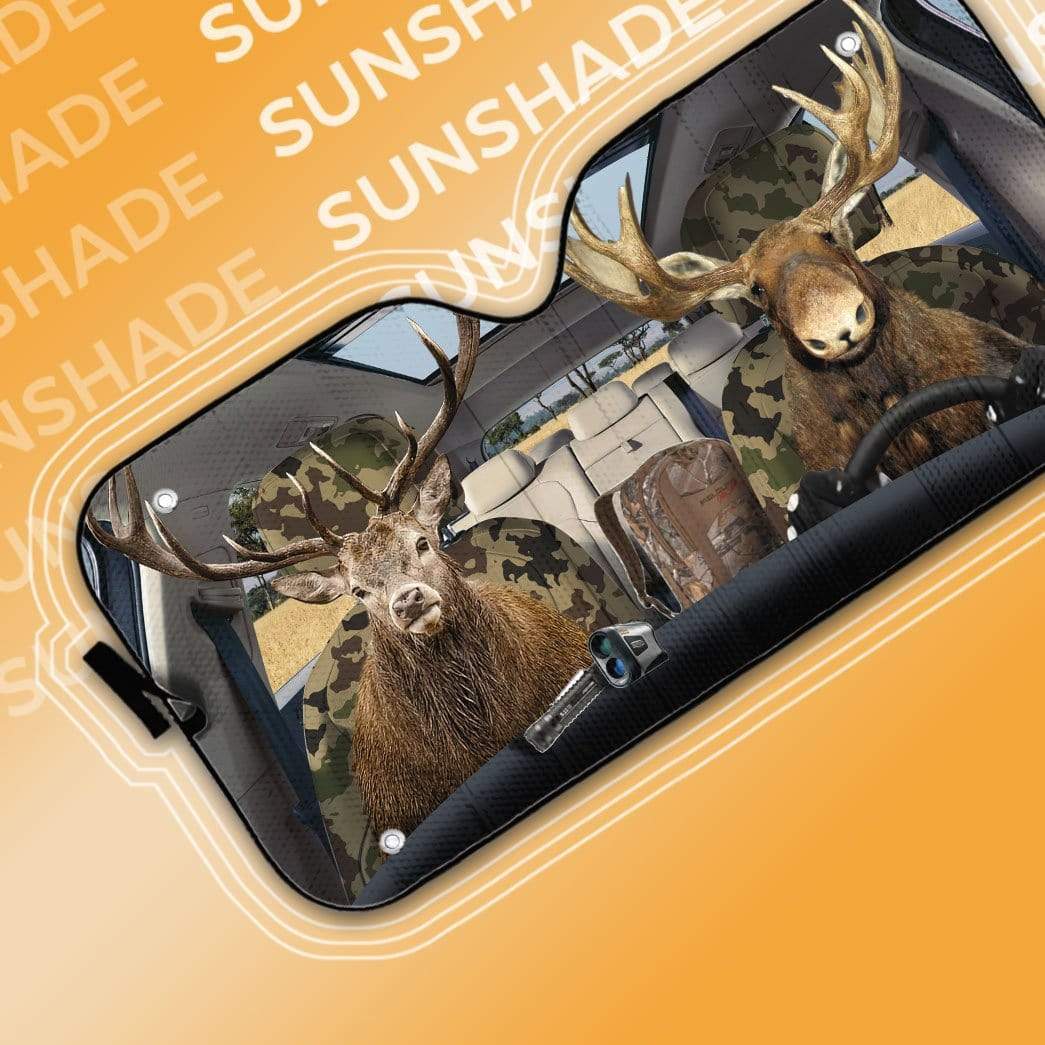 gearhumans 3D Moose and Elk Custom Car Auto Sunshade GS26066 Auto Sunshade 