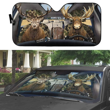 Gearhumans 3D Moose and Elk Custom Car Auto Sunshade