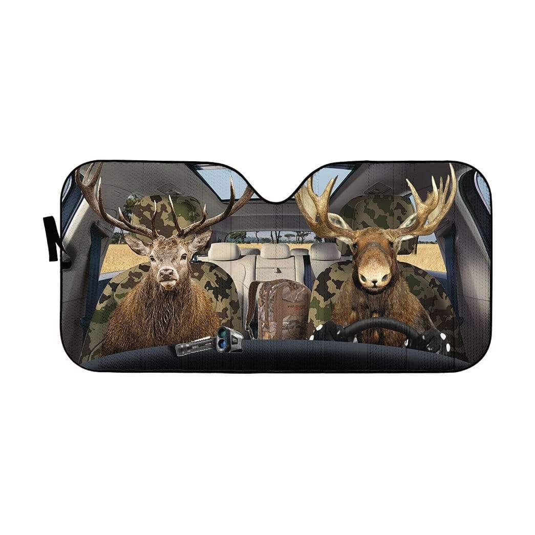 gearhumans 3D Moose and Elk Custom Car Auto Sunshade GS26066 Auto Sunshade 57''x27.5'' 
