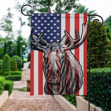 Gearhumans 3D Moose Hunting American Custom Flag