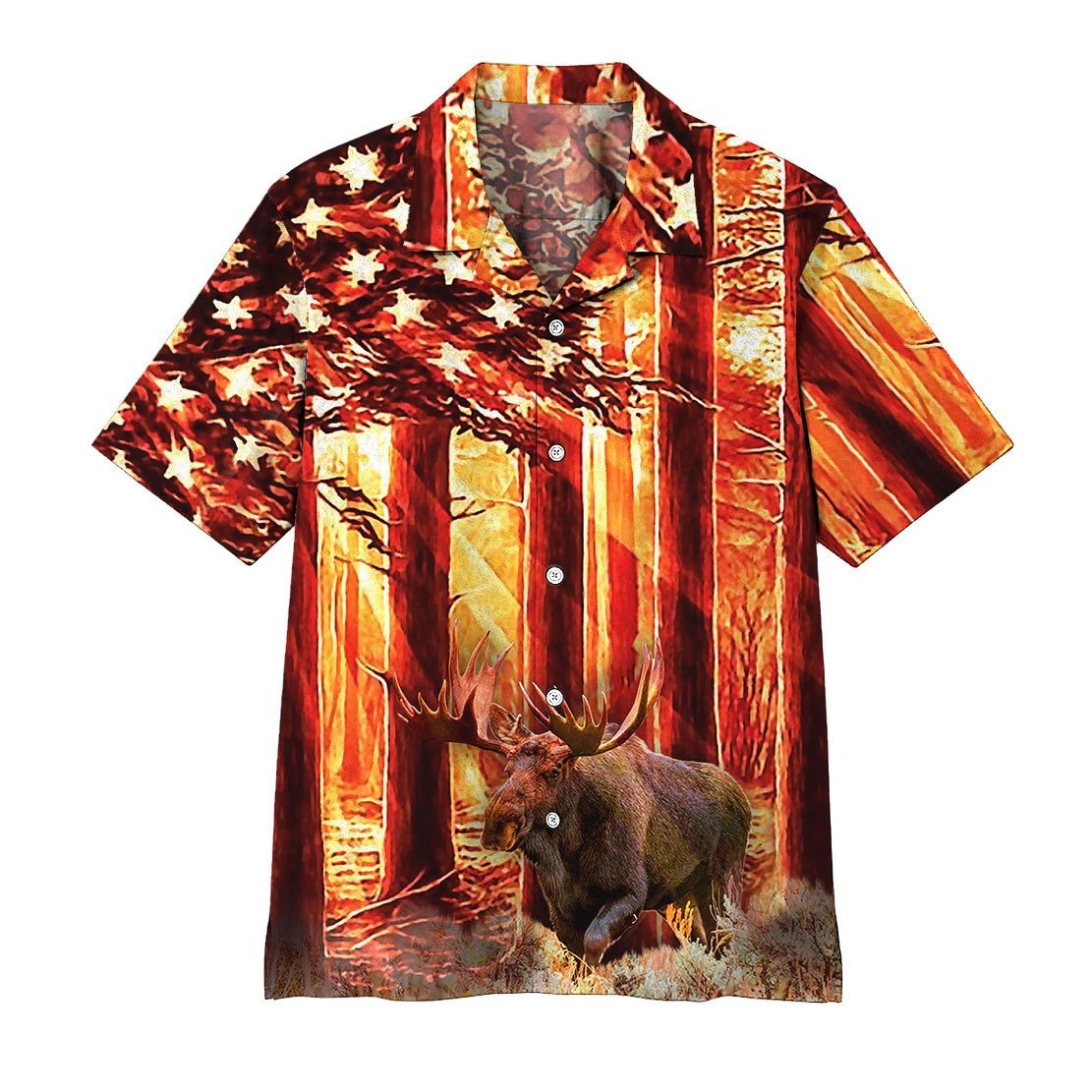 Gearhumans 3D Moose Hunting Hawaii Shirt ZZ0505214 Hawai Shirt Short Sleeve Shirt S 