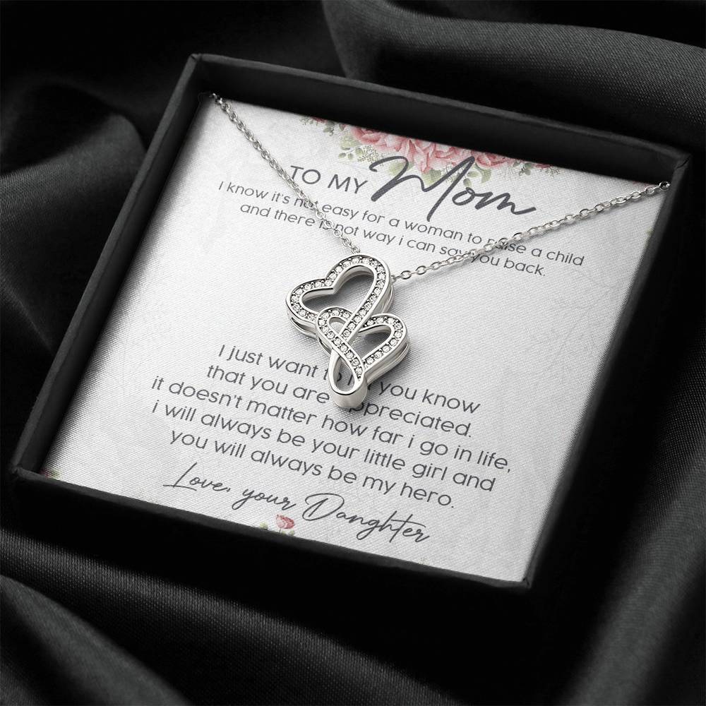 Gearhumans 3D My Hero Mom Happy Mothers Day Double Heart Necklace GS23042112 ShineOn Fulfillment 
