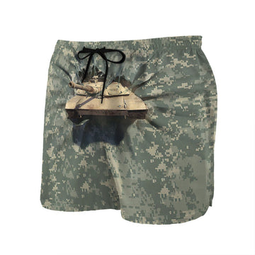 Gearhumans 3D My M1 Abrams Tank Break Through Shorts Custom Beach Shorts Swim Trunks GO15062110 Men Shorts 