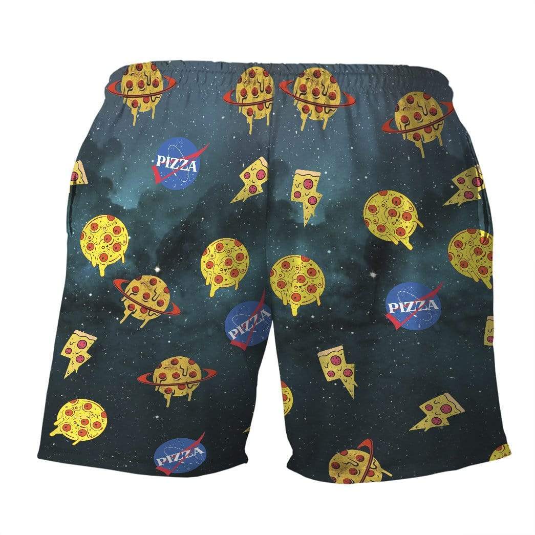 Gearhumans 3D Nasa Mix Pizza Custom Beach Shorts Swim Trunks GL01076 Men Shorts
