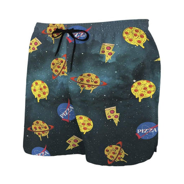 Gearhumans 3D Nasa Mix Pizza Custom Beach Shorts Swim Trunks