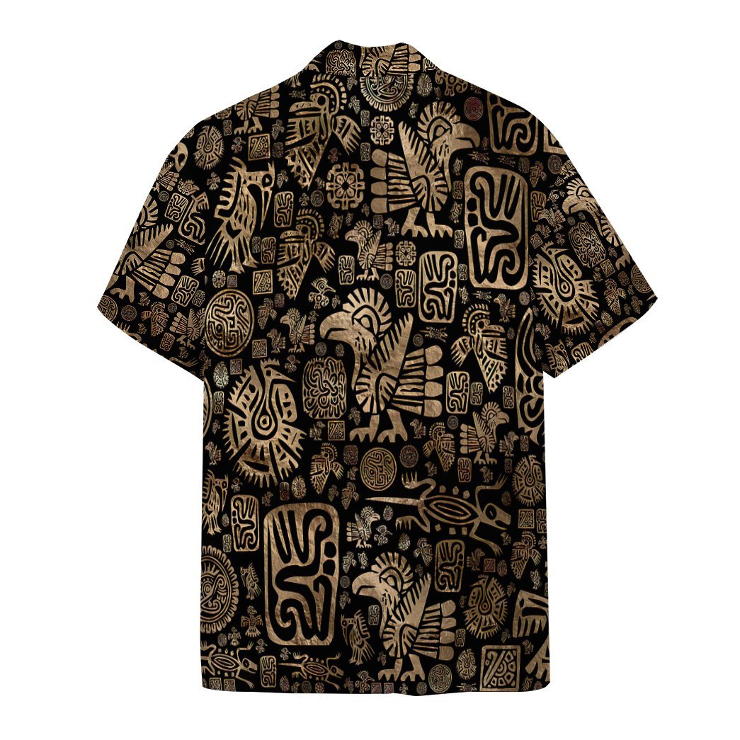 Gearhumans 3D Native American Ornaments Black And Gold Hawaii Shirt ZK1805211 Hawai Shirt 