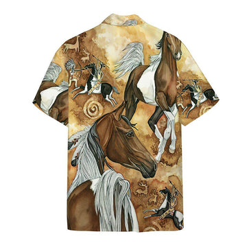 Gearhumans 3D Native Horse Vintage Custom Hawaii Shirt