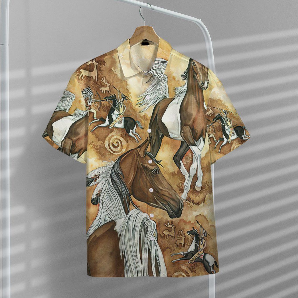 Gearhumans 3D Native Horse Vintage Custom Hawaii Shirt GO04062114 Hawai Shirt 