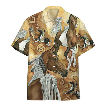 Gearhumans 3D Native Horse Vintage Custom Hawaii Shirt GO04062114 Hawai Shirt Short Sleeve Shirt S 