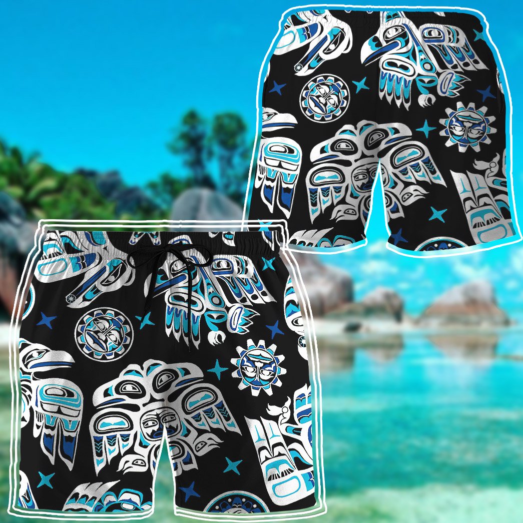 Gearhumans 3D Native Spirit Southwest Tribal Animal Symbols Custom Beach Shorts Swim Trunks GS11052124 Men Shorts 