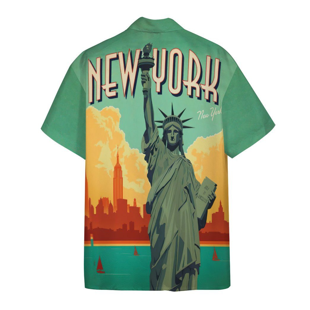 Gearhumans 3D New York City Lady Liberty Custom Hawaii Shirt GO11052133 Hawai Shirt 