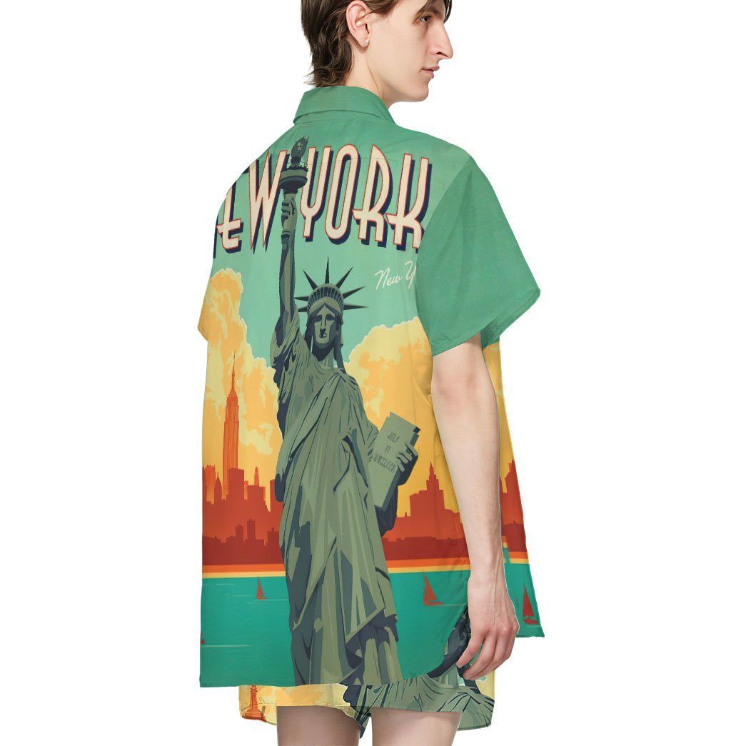 Gearhumans 3D New York City Lady Liberty Custom Hawaii Shirt GO11052133 Hawai Shirt 
