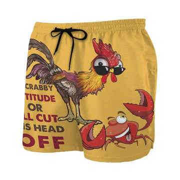 Gearhumans 3D No crabby attitude or ill cut his head off Beach Shorts Swim Trunks GV030710 Men Shorts