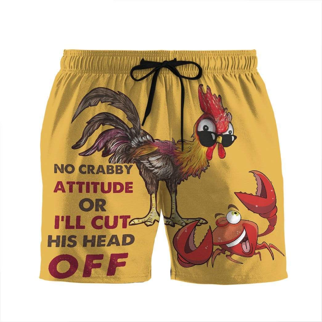 Gearhumans 3D No crabby attitude or ill cut his head off Beach Shorts Swim Trunks GV030710 Men Shorts Men Shorts S